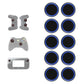 Silicone luminous button cap set, dark inner disc with blue outer ring (10 pcs)