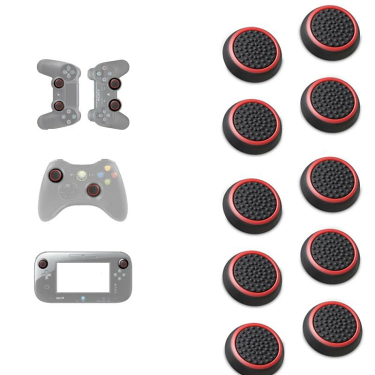 Silicone luminous button cap set, dark inner disc with red outer ring (10 pcs)