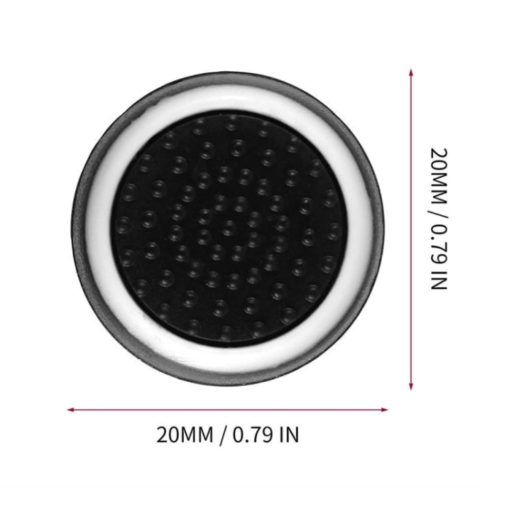 Round silicone luminous button cap, black textured center with white outer ring (20mm)