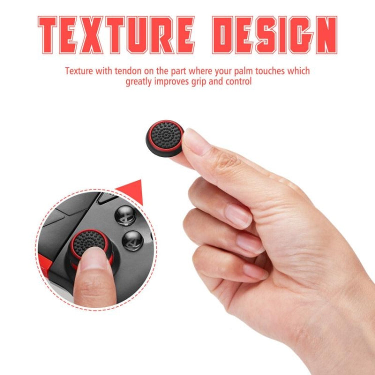 Textured circular silicone thumbstick cap for gamepad, held in hand