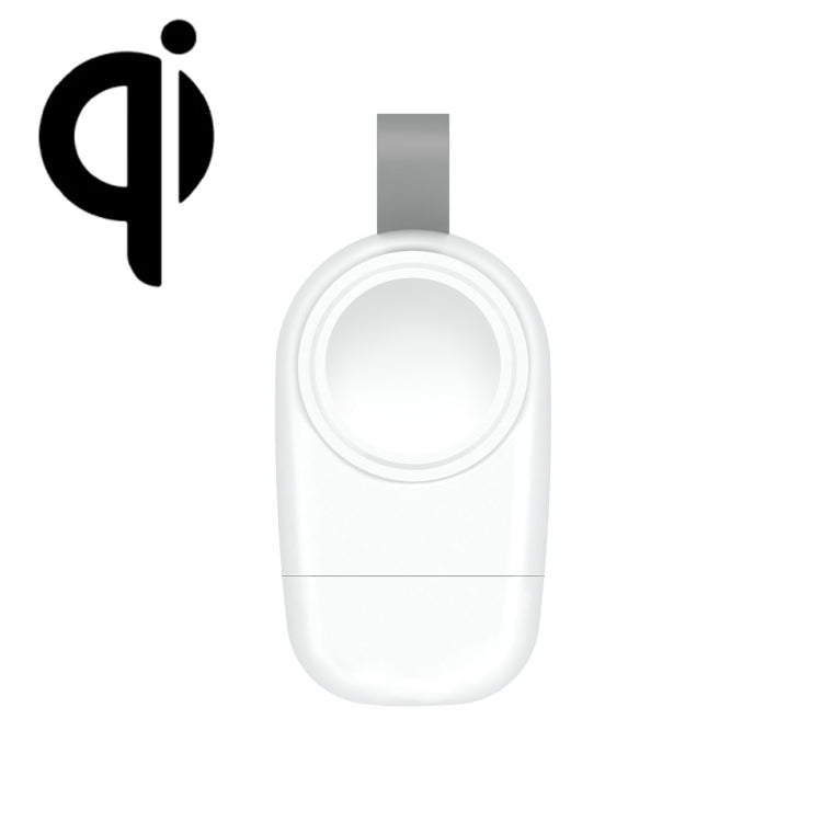 White portable magnetic wireless charger with USB plug