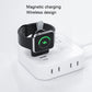 White USB charging dock for magnetic wireless watch with green charging icon