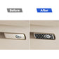 Glove box handle trim with carbon-fiber sticker and round insert (after view)