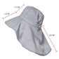 Gray large-brim bucket hat shown with size measurements and curved brim.