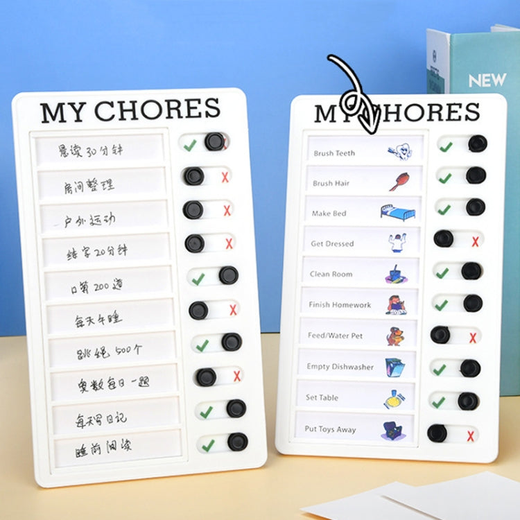 Two wall checklist memo boards, “MY CHORES” design with check and X indicators