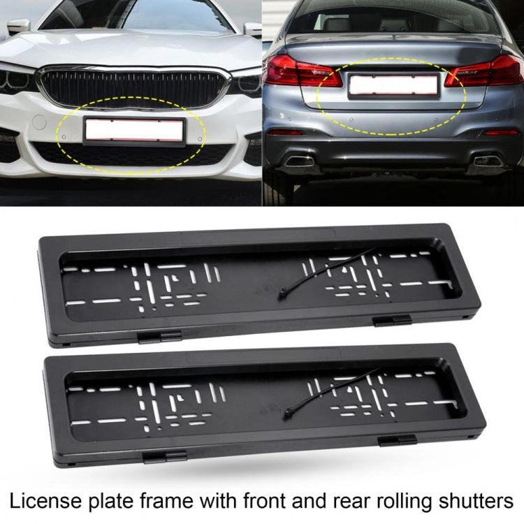 Installed black rolling shutter license plate frames on car front and rear