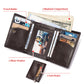 Brown leather multi-card wallet with photo window and coin pocket compartments