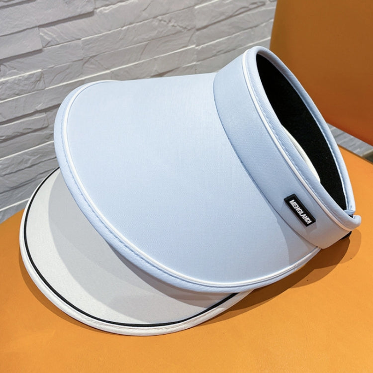 Light blue rollable sun visor hat with UV protection, wide brim and adjustable strap
