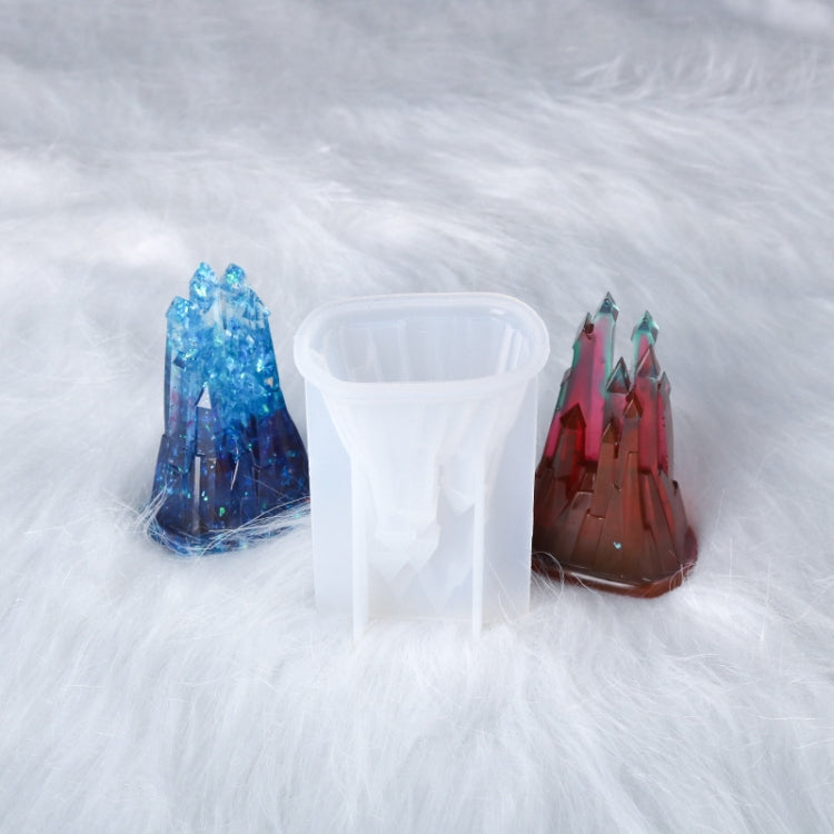 White silicone castle mold with cup-like base and tower cavity shapes