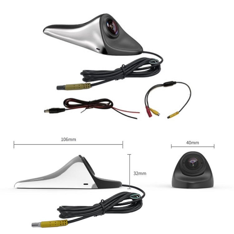 Right side auxiliary mirror camera kit with cables and compact black mount, measured size