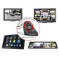 Auxiliary mirror camera with connected monitors showing multi-view rear traffic images