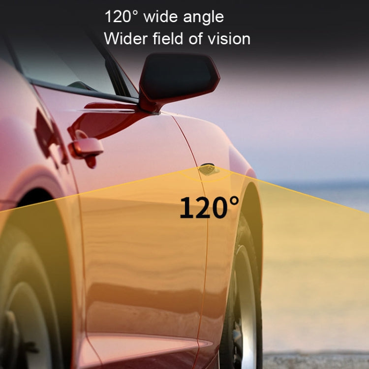 Auxiliary mirror camera mounted on car with wide 120° view coverage