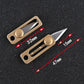 Set of brass mini push-pull knives with loop handles, blades shown