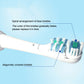 Replacement toothbrush head detail: diagonally crossed soft blue bristles on white base