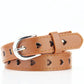 Camel women’s belt with heart cutouts and silver buckle