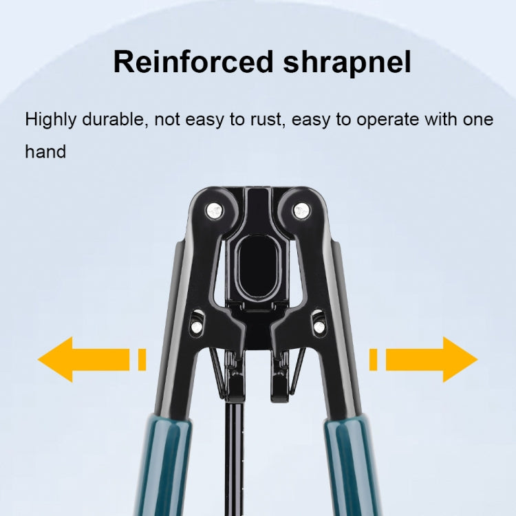 Fiber optic splicing tool with reinforced spring-loaded shrapnel jaws, blue grips