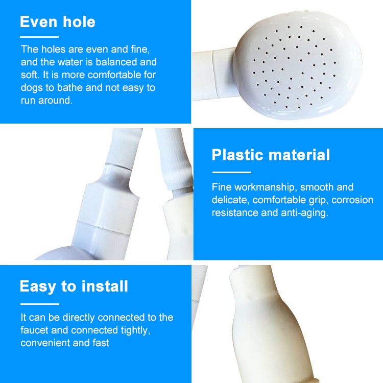White handheld shower head with round face of small evenly spaced spray holes