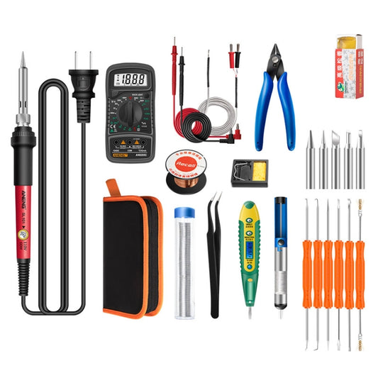 Soldering iron tool kit set with constant temperature iron, tools, wire, and accessories