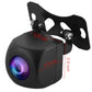 Black rear camera module with wide-angle lens and metal mounting bracket, close-up