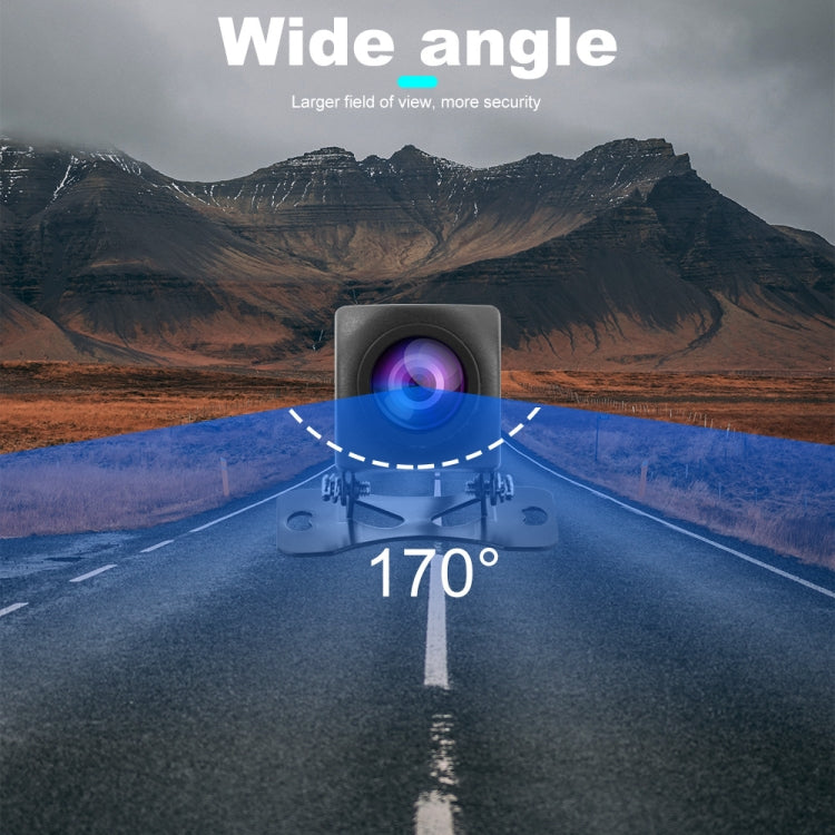 Wide-angle rear camera with mount, centered facing forward view