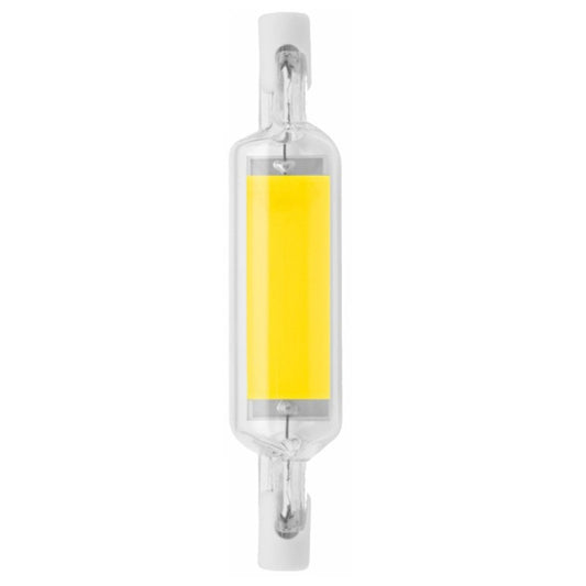 Clear glass LED tube lamp with yellow COB core and double-end plug pins