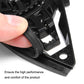 Motorcycle helmet lens base bracket, black plastic tab with finger pressing