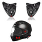 Motorcycle helmet lens base adapters shown on helmet, two-piece black with red accents