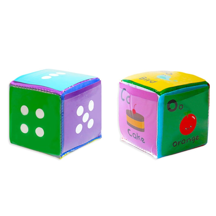 Set of two colorful cube dice with dot and paw-print style graphics