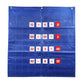 Toddler number learning hanging bag, blue fabric with math symbol cards and number tiles