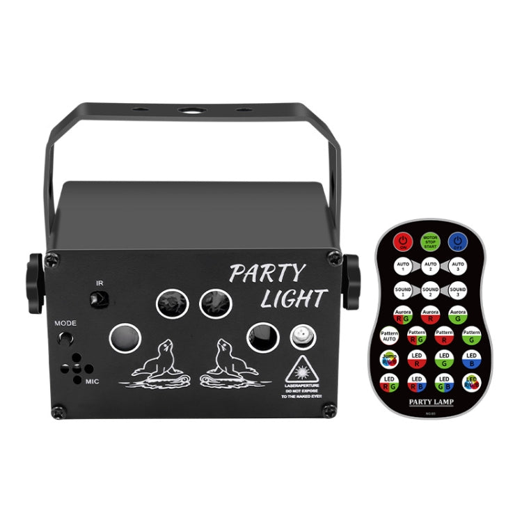 Mini stage party light projector with front control panel and included remote, black