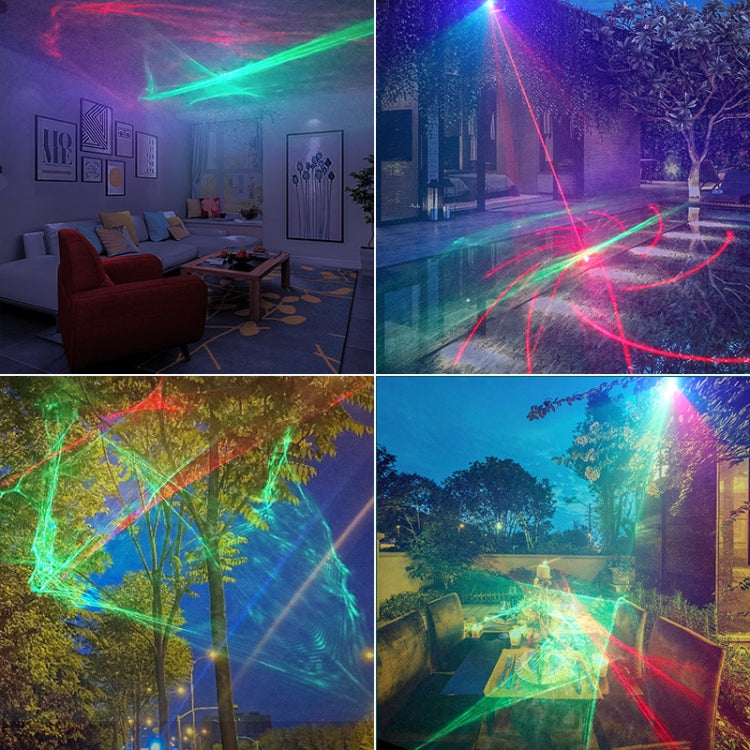 Mini stage laser light projecting multicolor crossing laser paths in the dark