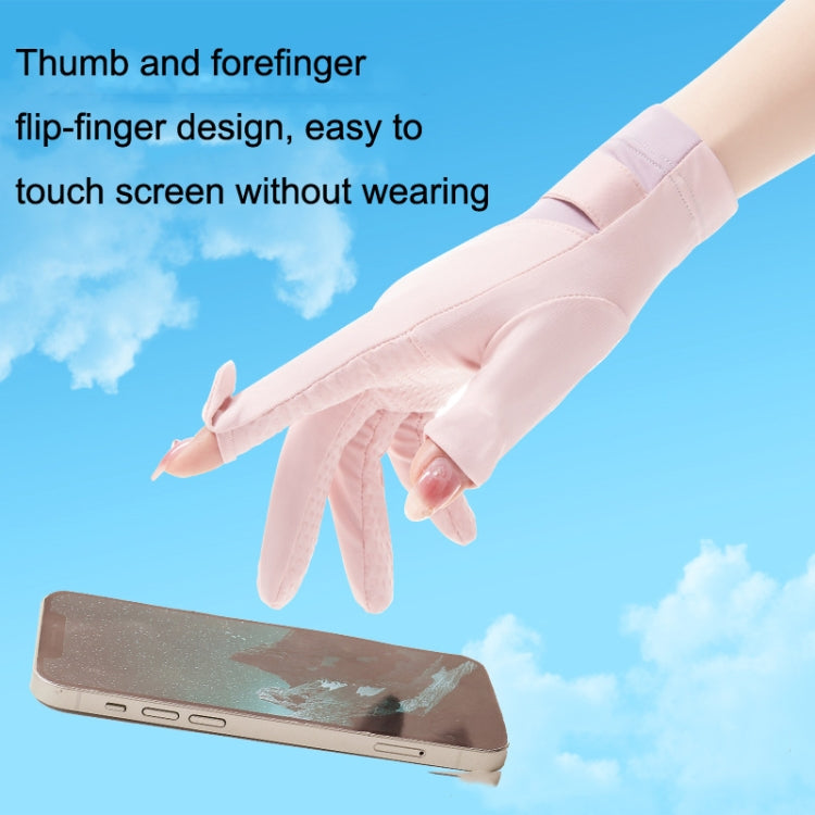 Pink flip-finger cycling gloves for touchscreen use with smartphone