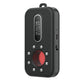 Black infrared detector with red sensor lens, side ports, and mount points around lens.