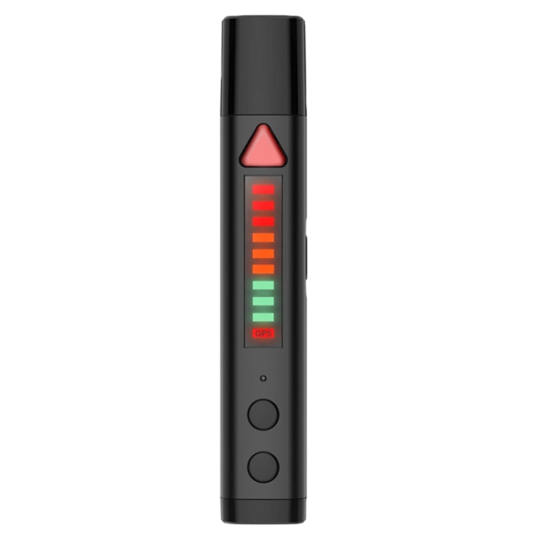 Black signal detection pen with red triangle and LED bar indicators, two side buttons.