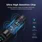 Black signal detector scanner with internal chip graphic and detection range icons