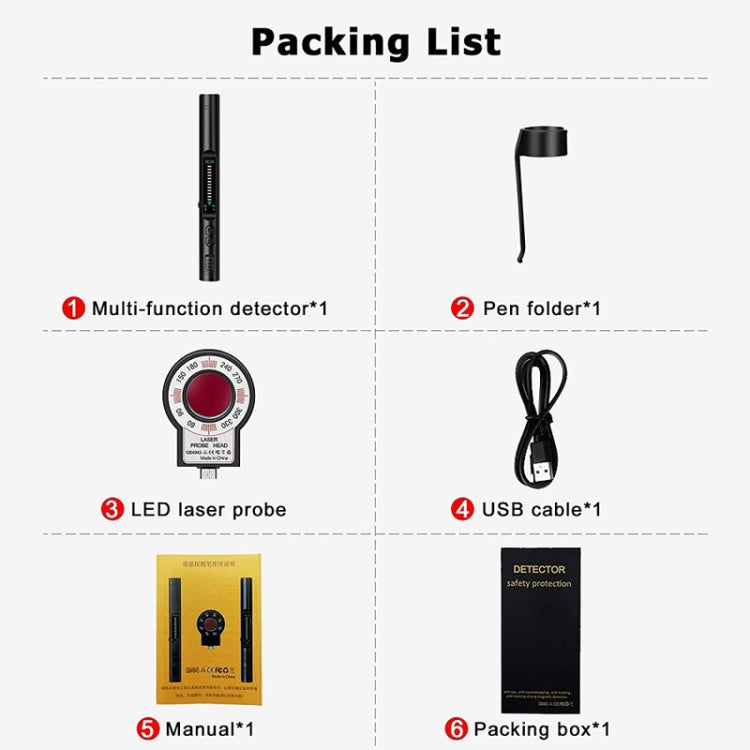 Signal detector kit with scanner wand, pen holder, laser probe, and USB cable