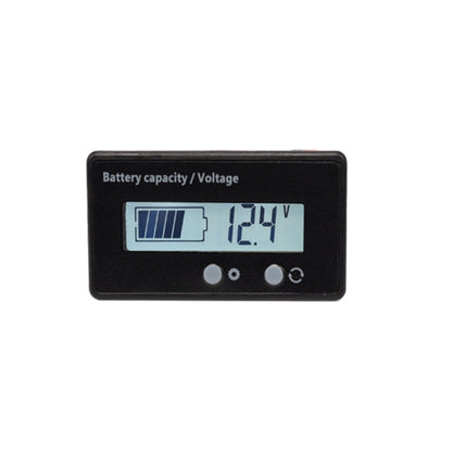 LCD battery capacity and voltage power display, blue backlit icons and 12.7V reading