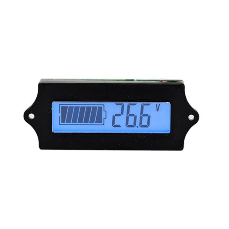LCD battery capacity and voltage power display, blue backlit icons and 2.6V reading