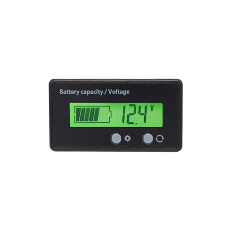 LCD battery capacity and voltage power display, green backlit icons and 12.4V reading