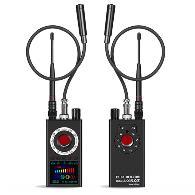 Wireless signal detector shown front and back with dual antennas