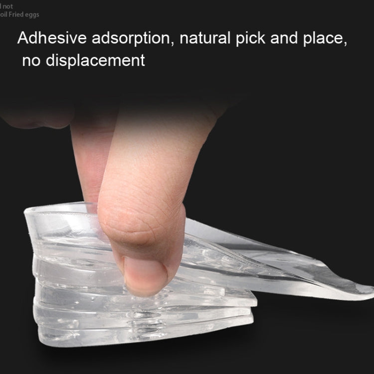 Clear silicone heel pad being pressed onto the heel for secure adhesion