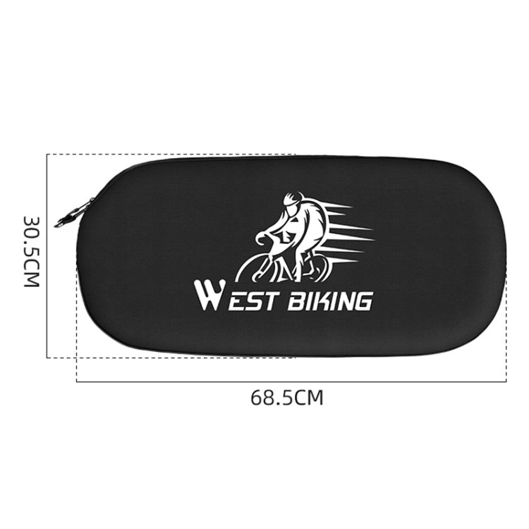Black bicycle chain dust cover with WEST BIKING logo, side view with size marks.