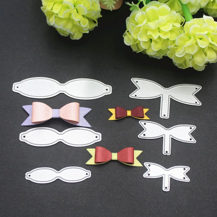 Bow knot metal embossing cutting die set with multiple ribbon-loop outline dies