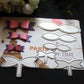 Bow knot metal cutting dies and finished layered ribbon bows with metal outlines