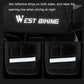 Gray bike handlebar bag with reflective strips and dual side compartments.