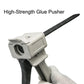 Manual glue pusher tool with long black guide and grey nozzle head