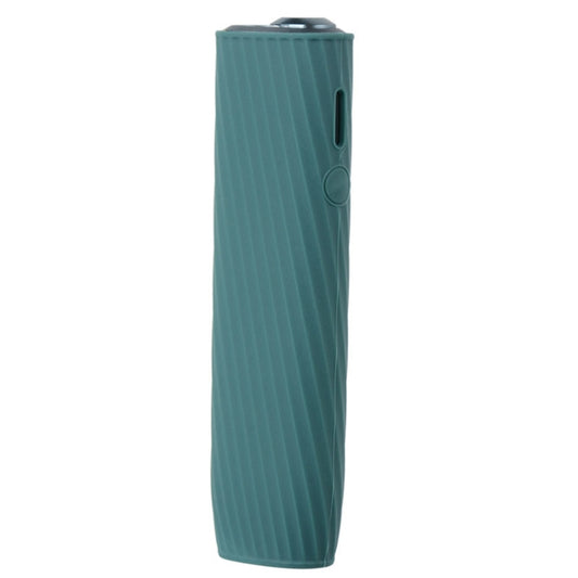 Green silicone twill cigarette case with side cutout and ridged texture