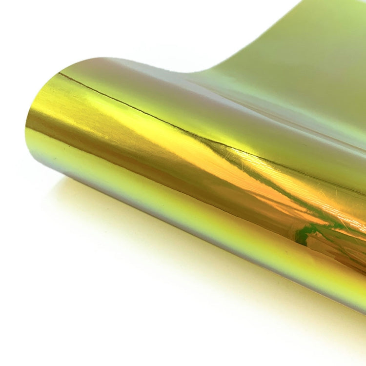 Iridescent self-adhesive PVC vinyl sheet roll, gold-silver rainbow with green edges