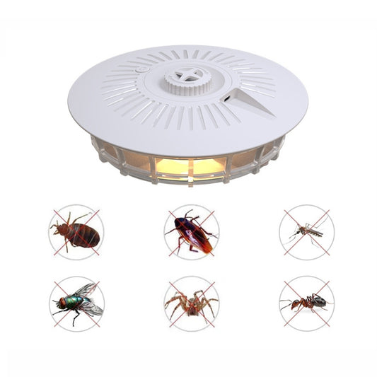 Pearl white round indoor insect trap lamp with vented top and glowing light chamber