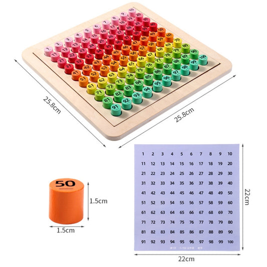 Number puzzle board with colorful numbered pegs on a light wooden base